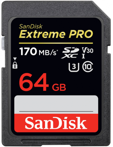 Карта памяти SanDisk Extreme Pro SDXC 64GB Class 10 V30 UHS-I (U3) 170MB/s фото 1