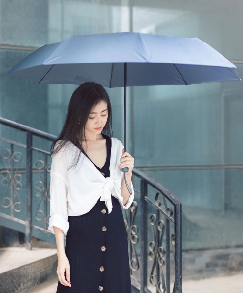 Зонт Xiaomi 90 Points с светодиодным фонариком Automatic Umbrella with LED Flashlight, серый фото 3