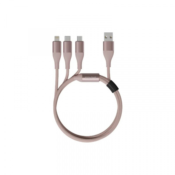 Кабель Mi SOLOVE 3 in1 USB Lightning/Micro/Type-C 120cm (DW2) розовый фото 1